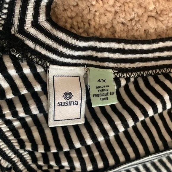 Susina Scoop Neck Tank Top sz 4X Woman black and white stripes - Picture 4 of 8